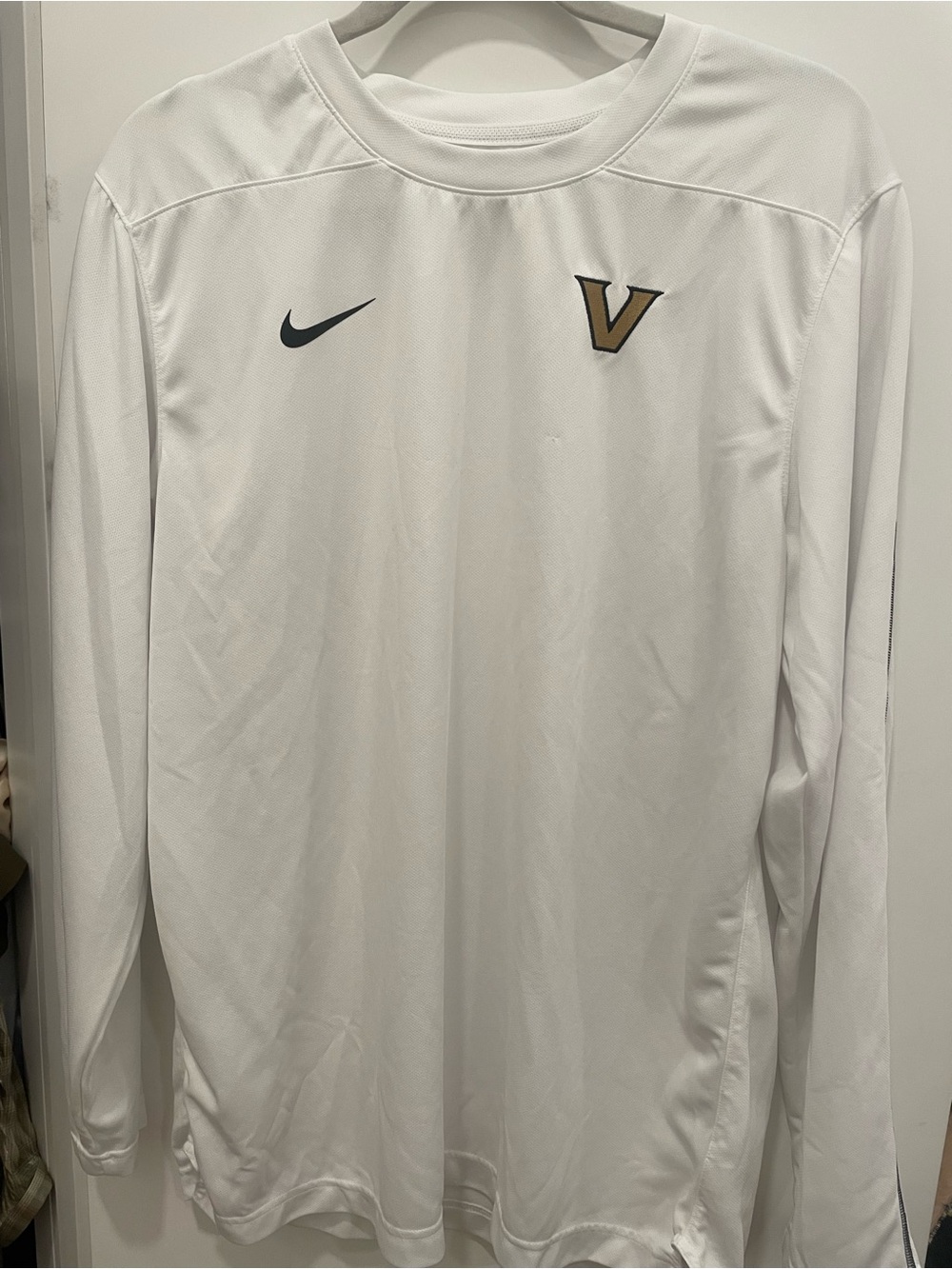 Nike White Long Sleeve Vandy Athletic Top (Dry Fit)